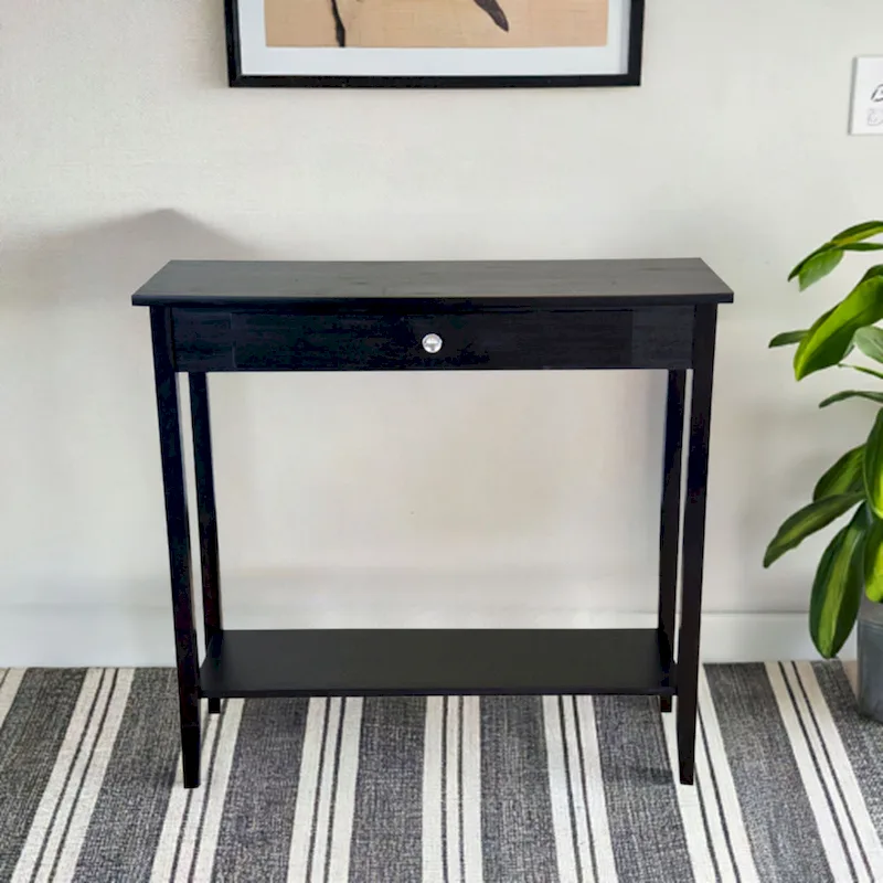 Solid Acacia Wood 1-drawer Console Table with Bottom Shelf