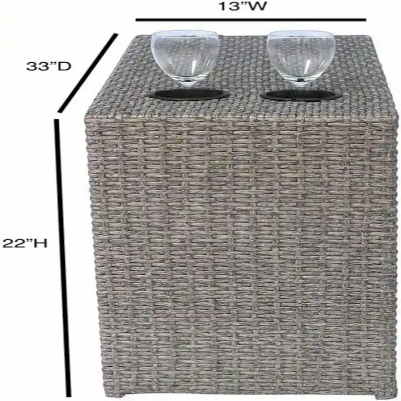 Fully Assembled Outdoor wicker Side Table,Grey Mix
