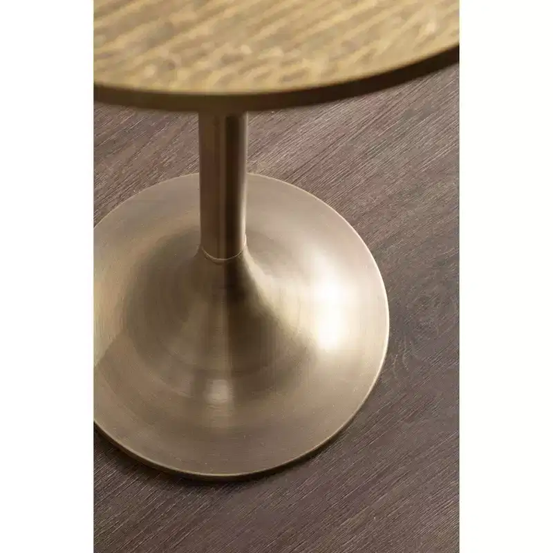 Black & Gold Round Metal Accent Side Table, 1-Person