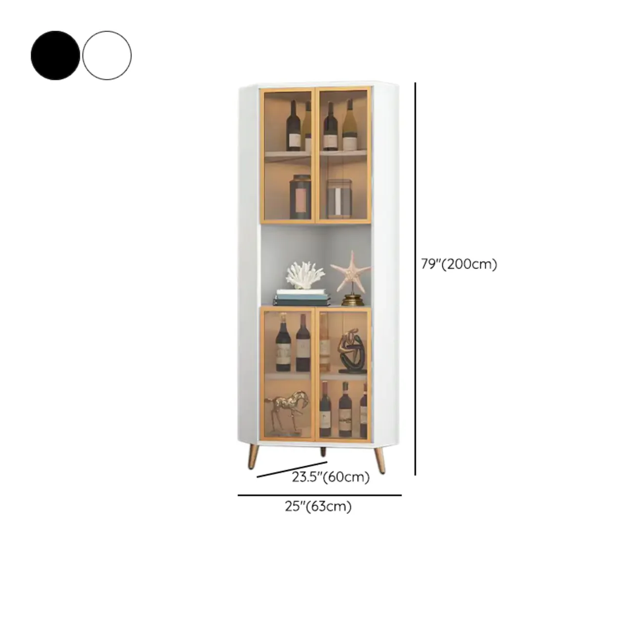 Modern Glam White-Gold Wood Glass Display Cabinet