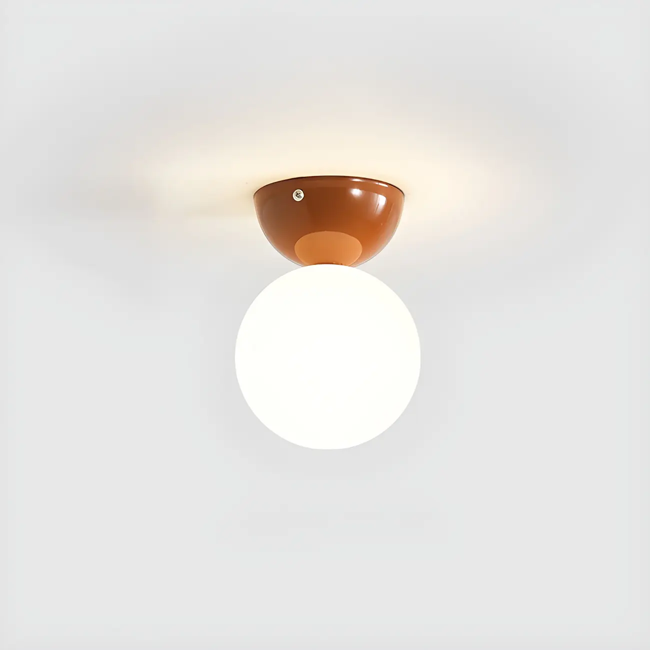 Simple White Ball Shade Metal Semi Flush Ceiling Light