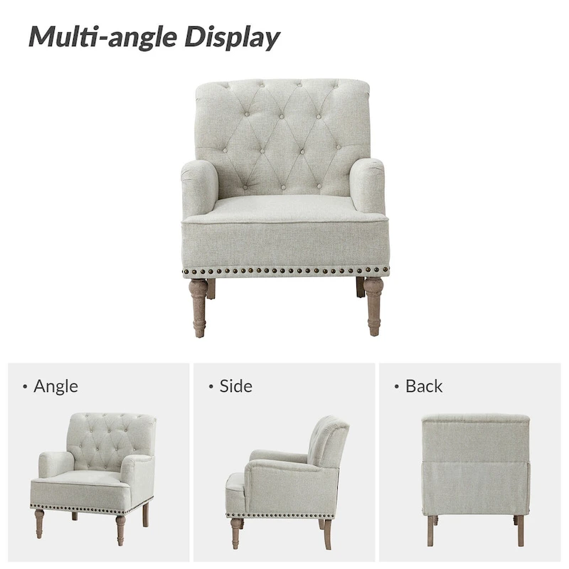 Geltrude Classic Upholstered Accent Arm Chair with Button Tufted Back by HULALA HOME