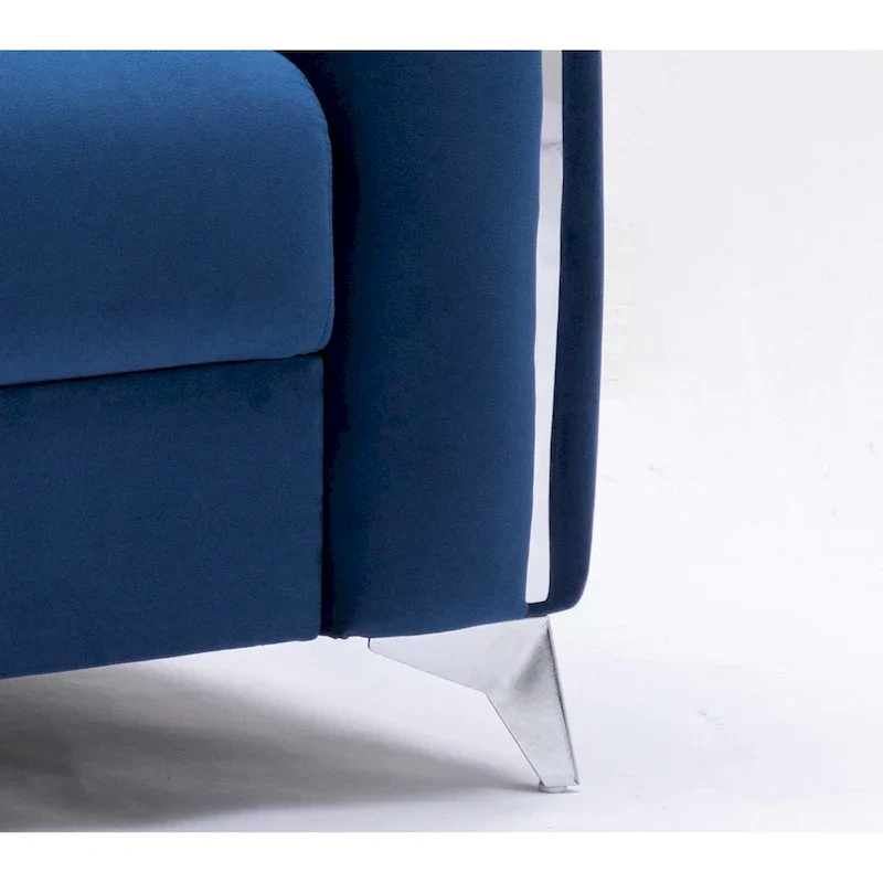 Blue 38 Modern Velvet Accent Chair with Polished Chrome Trim Legs