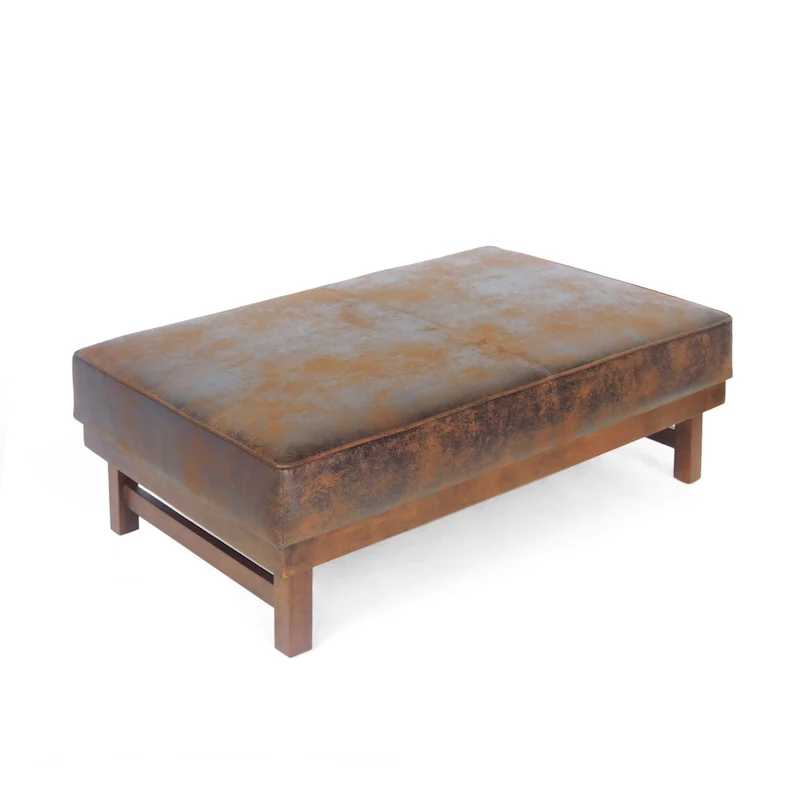 Hillman Modern Microfiber Cocktail Ottoman with Wood Frame by Christopher Knight Home