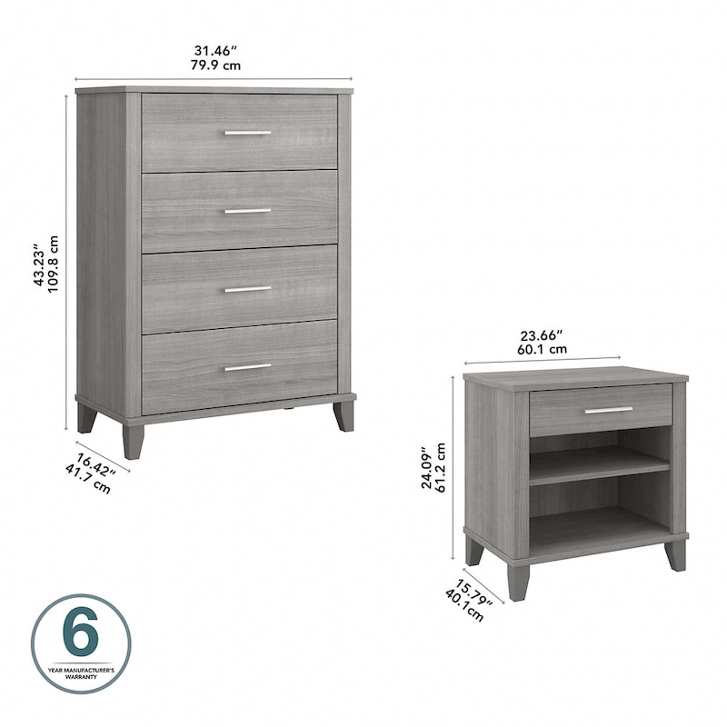 Somerset Chest of Drawers and Nightstand Set by Bush Furniture