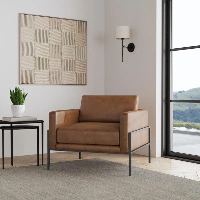 HomePop Modern Upholstered Club Chair w/Metal Frame