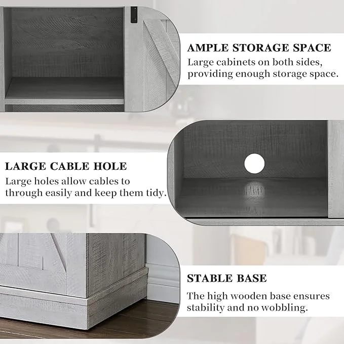 Wood Media Console TV Stand Entertainment Center