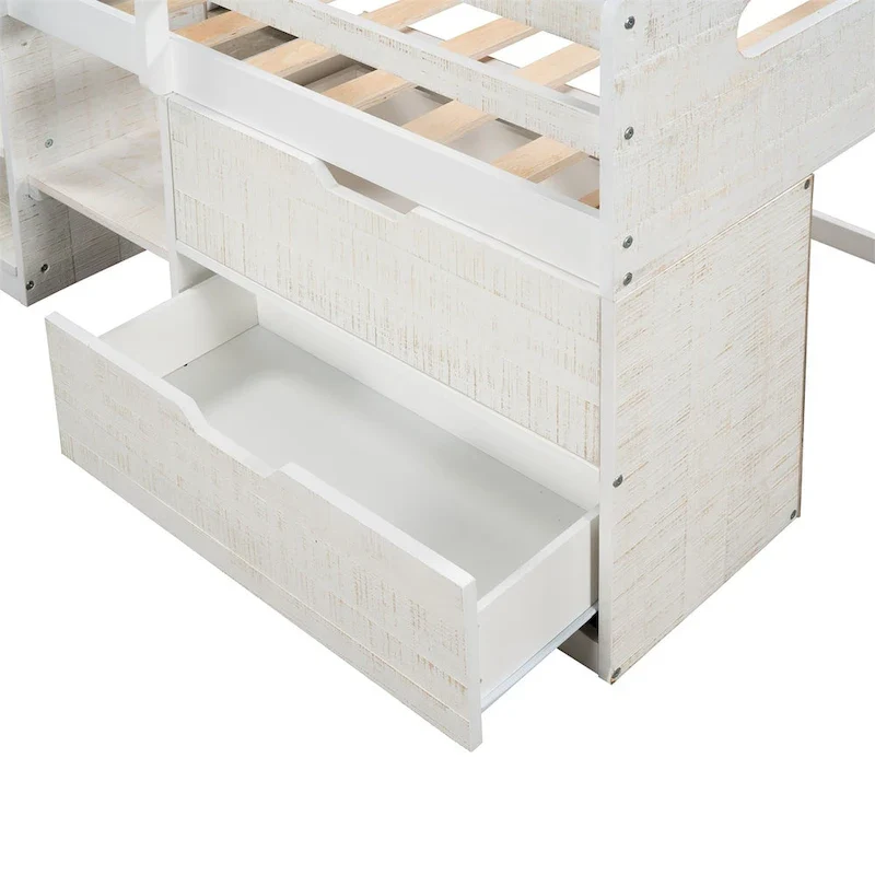 Merax Twin Loft Bed with Two Shelves and Two drawers