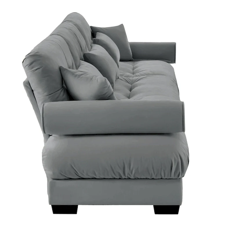 Modular Sectional Sofa - Velvet, 5-Seat, Cloud Cushion, Bolster Armrests, 130W, Configurable