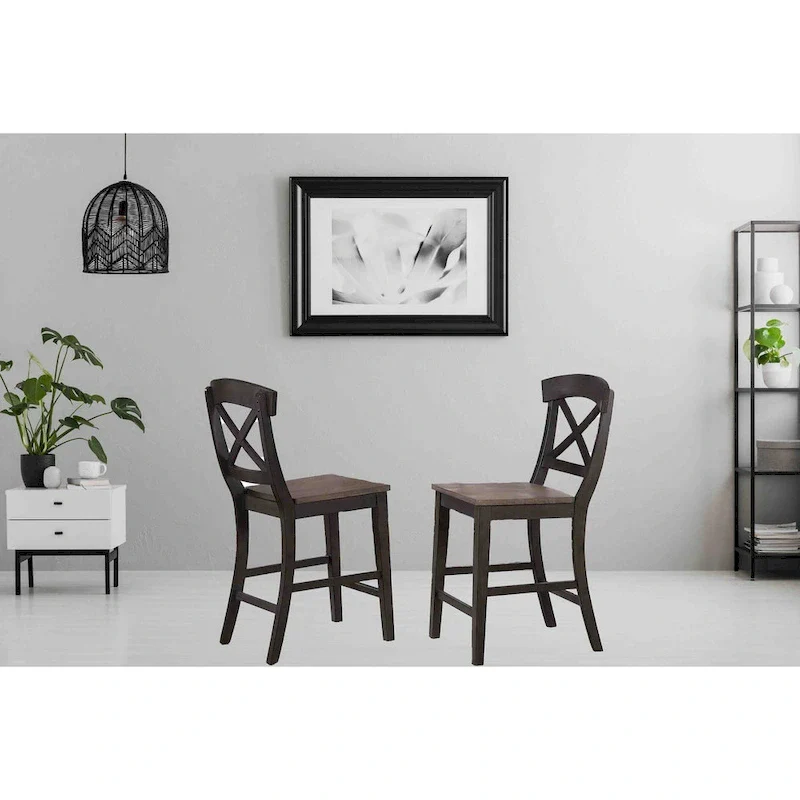 Transitional X-Back 24Counter Stool In Caramel Biscotti