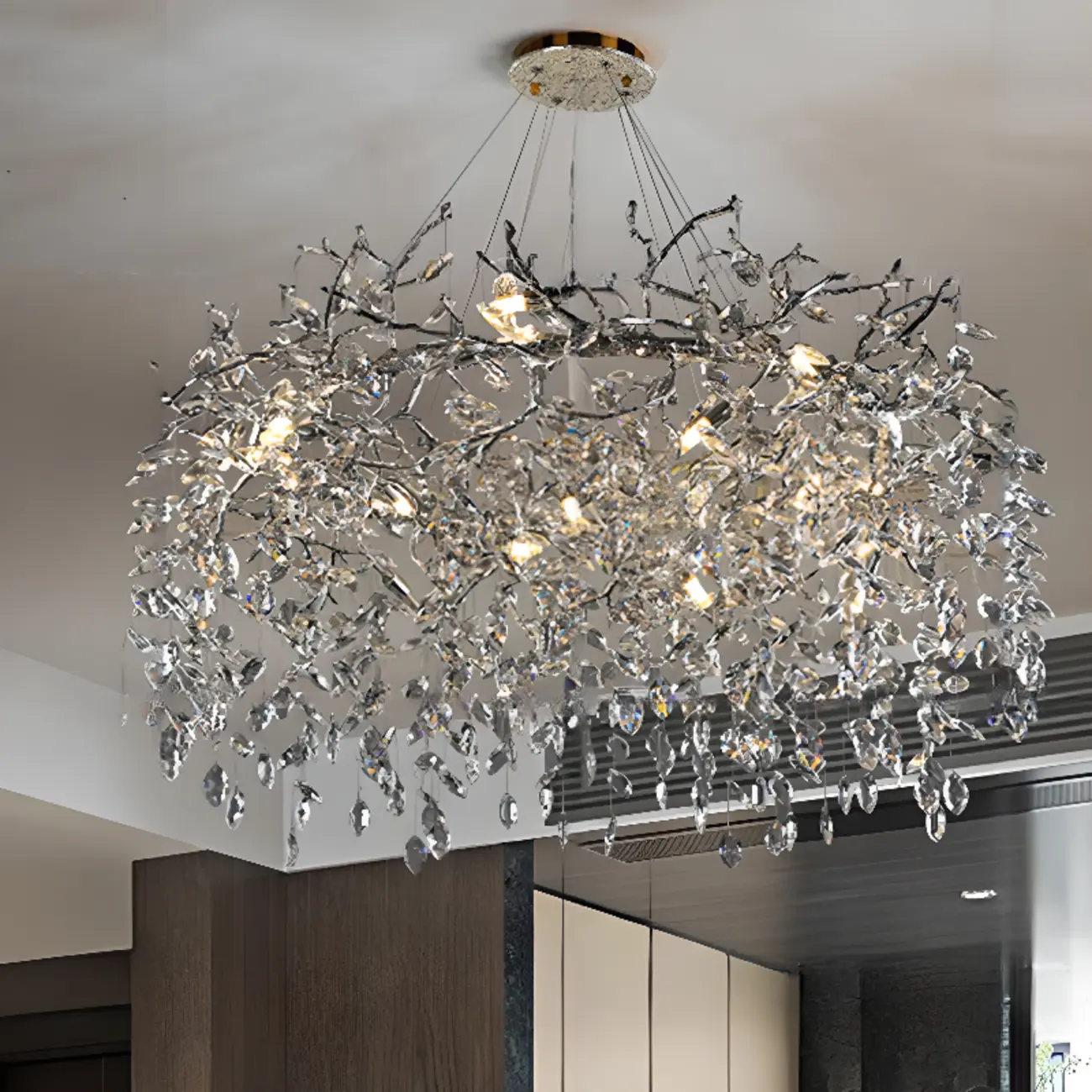 Modern Gold Branch Hoop Elegant Crystal Chandelier
