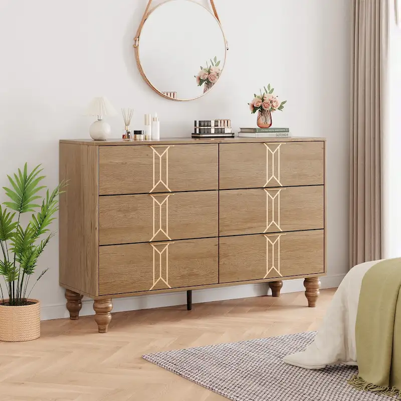 6 Drawer Dresser with Deep Drawers, Modern Wooden Chest Dresser