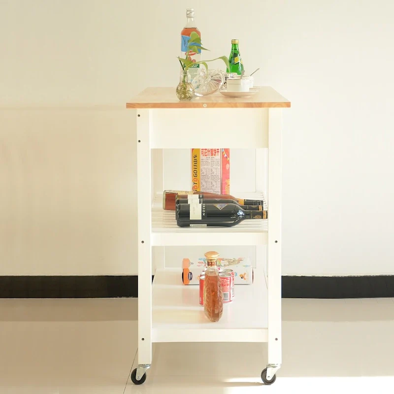 MDF Kitchen Cart with Two Lockable Wheels