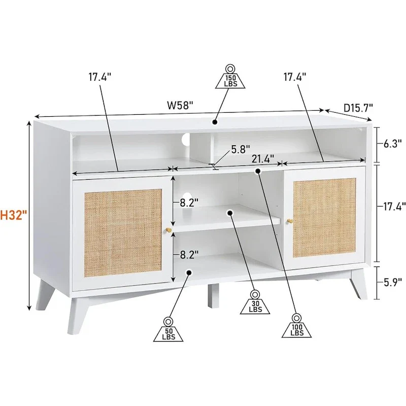 Mid Century Modern TV Stand, Highboy Entertainment Center, TV Console