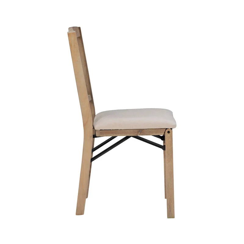 Lesvos Mission Grey Wash Wooden Folding Dining Chair (Set of 2)