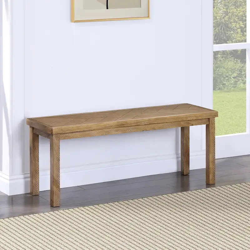 Chevron Pattern 44 Length Wooden Entryway Dining Bench