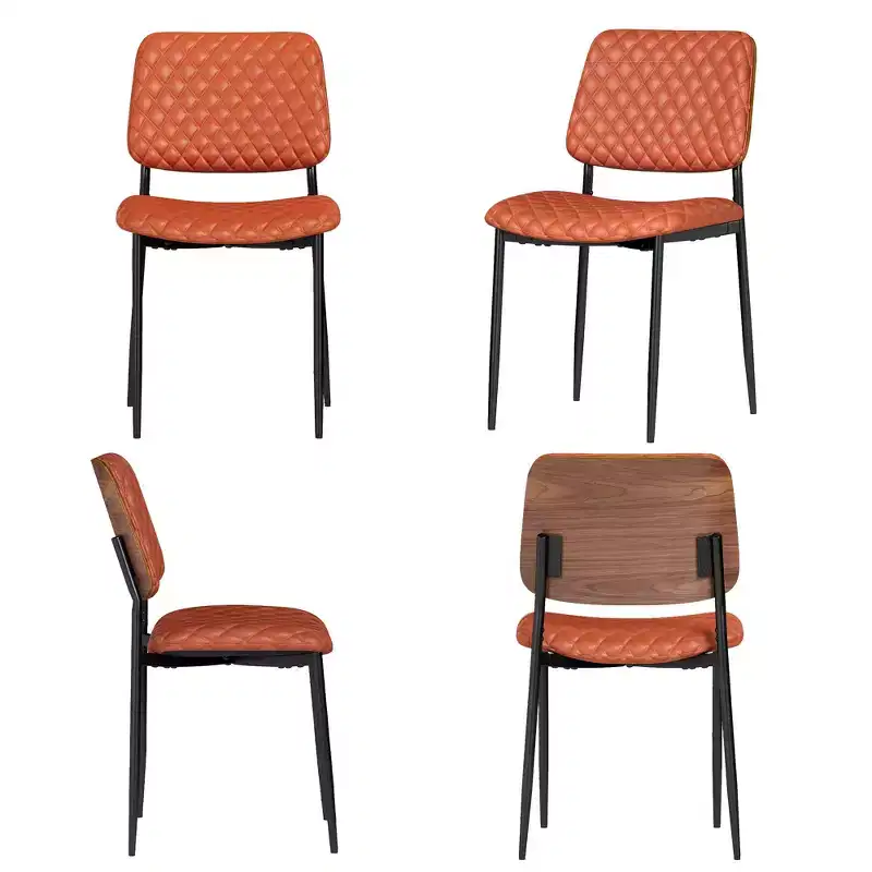 TYBOATLE Mid Century Dining Chairs Set of 2, Quilted PU Leather Kitchen Chairs with Bentwood Back, Industrial Upholstered Side Chairs