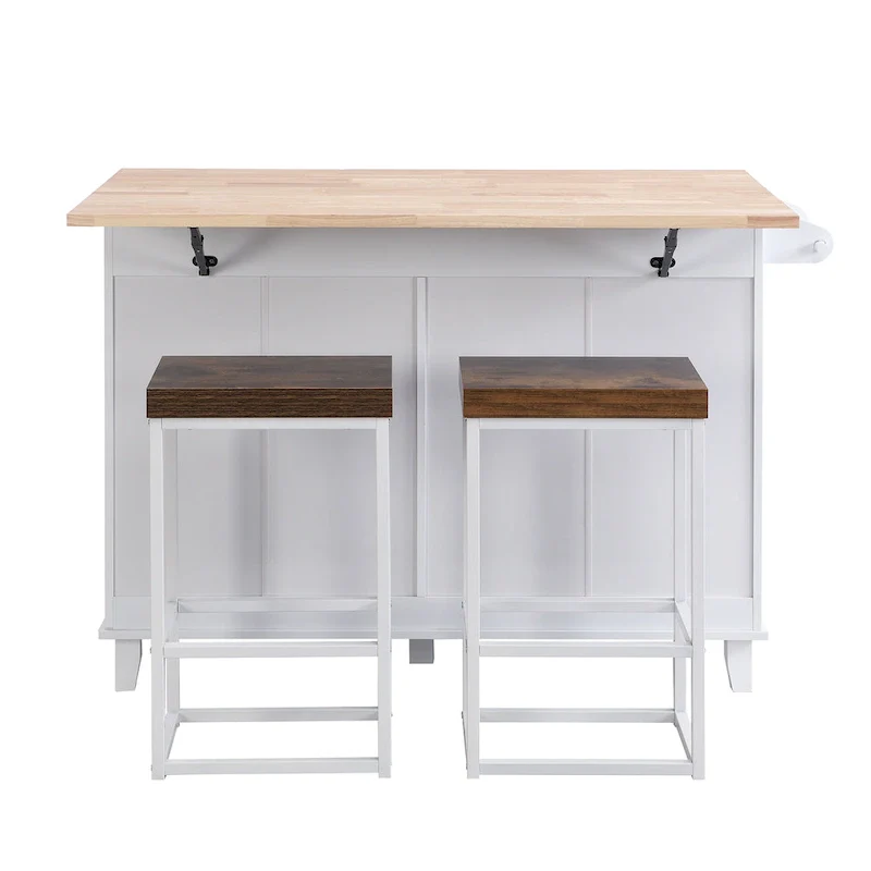 Kitchen Island Set with Drop Leaf and 2 Seatings