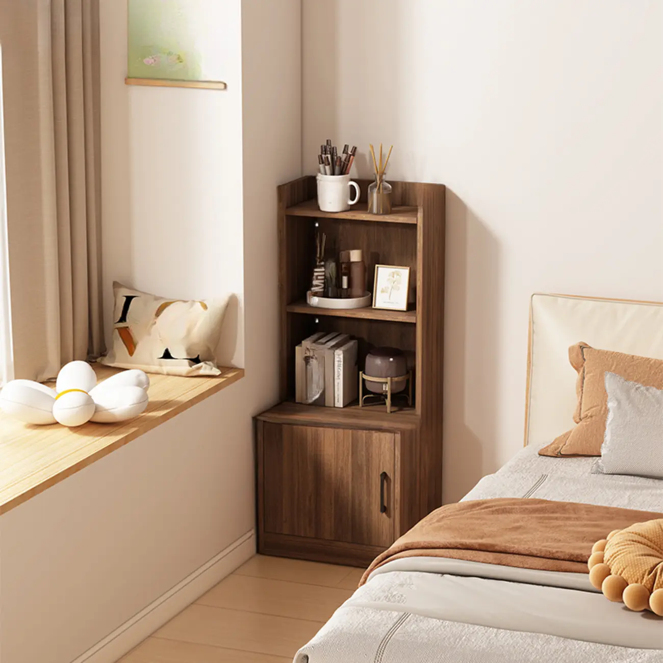 Multi-functional Wooden 5-Shelf Closed Back White Bookcase