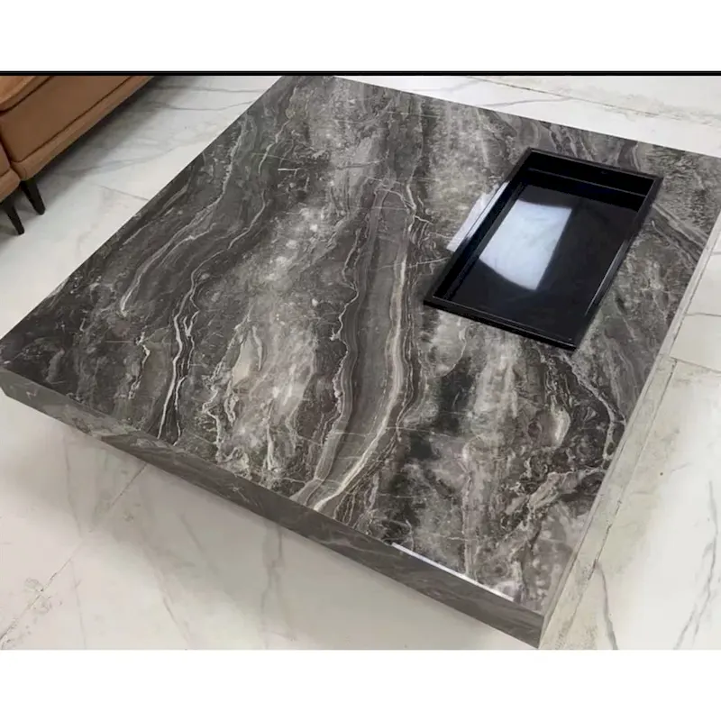 JASIWAY Light Luxury Sintered Stone Square Coffee Table