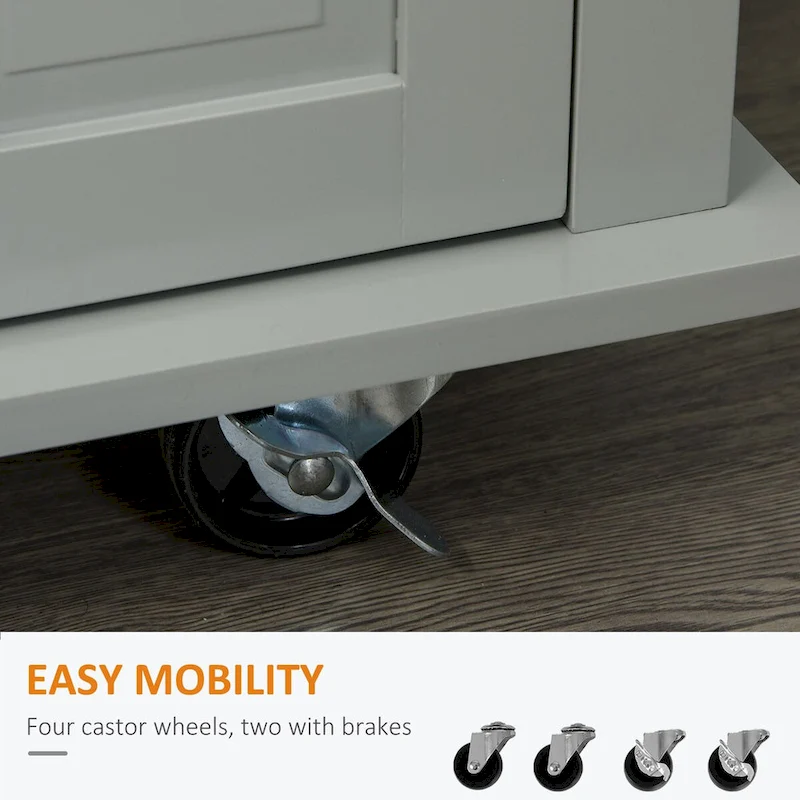 2024 NEW Modern Rolling Kitchen Island Cart with Spice Rack