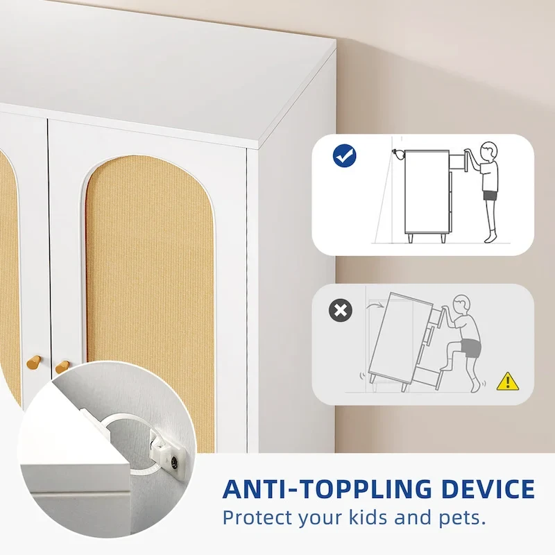 Moasis 70 Rattan Armoire Bedroom Wardrobe with Drawer & Hanging Rod