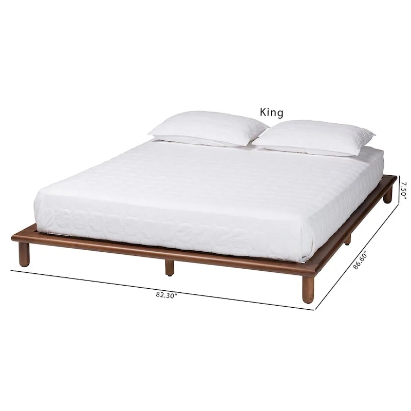 Alivia Mid-Century Modern Walnut Brown Finished Wood Bed Frame