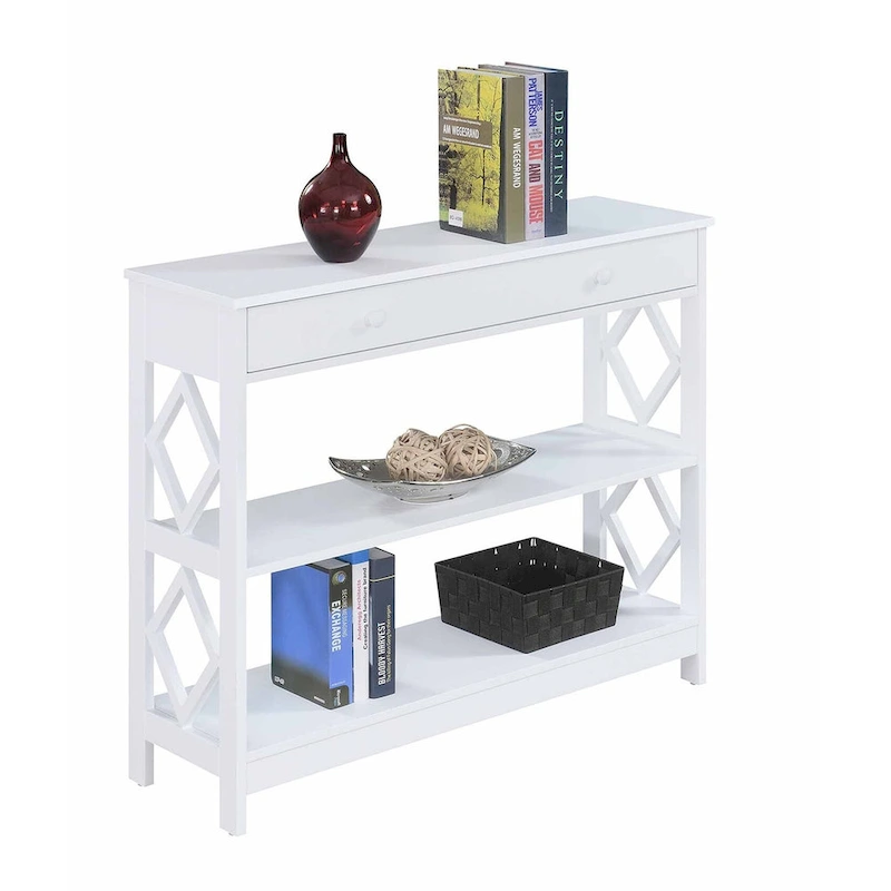 Convenience Concepts Diamond 1 Drawer Console Table with Shelves