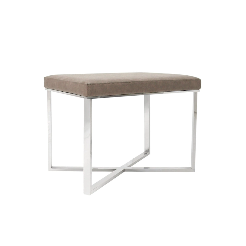 Pasargad Home Luxe Stool with Stainless Steel Base