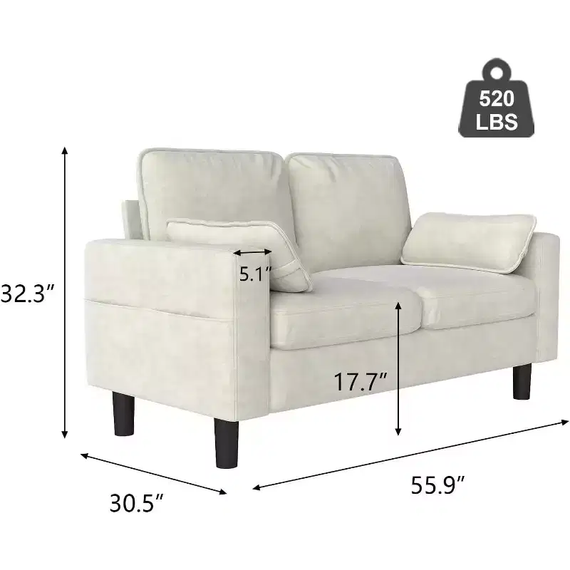 Kinsuite Loveseat Sofa Chair - 56 Modern Accent Chairs with Arm, Beige