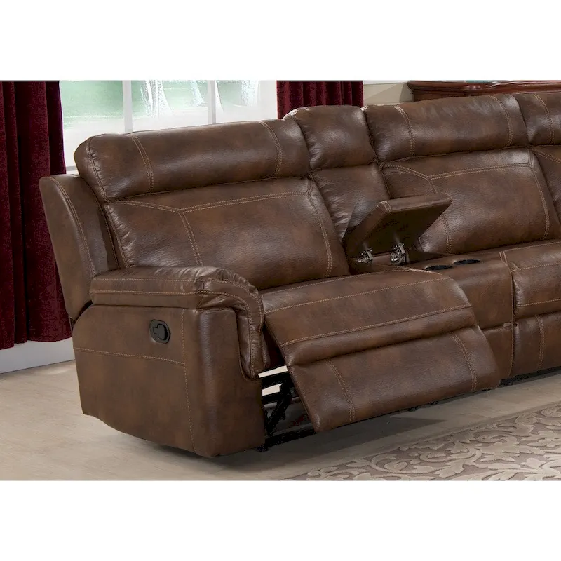 Nicole Reclining Faux Leather Upholstered Sectional Sofa