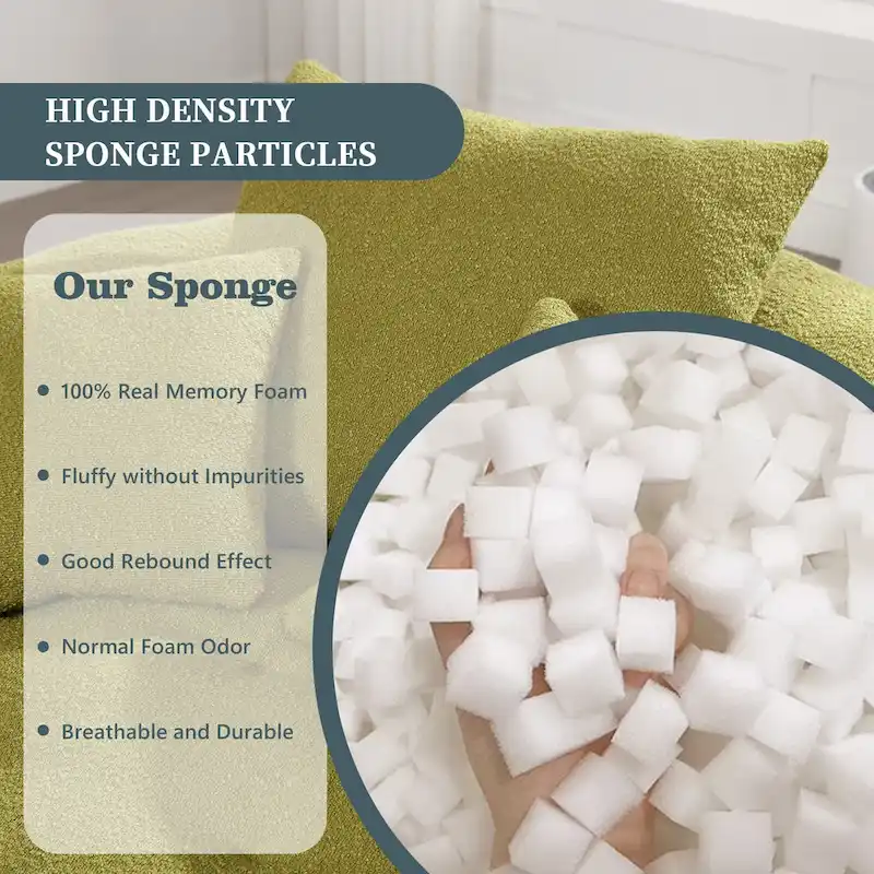 Boucle Upholstered Tufted Barrel Accent Living Room Chair With Toss Pillows