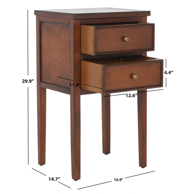 SAFAVIEH Minda 2-Drawer Accent End Table Nightstand (Fully Assembled) - 16.9 x 14.2 x 29.7 - 17Wx15Dx30H