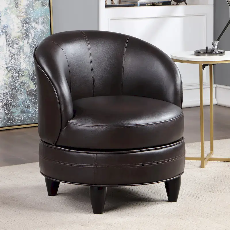 Faux Leather Swivel Lounge Chair