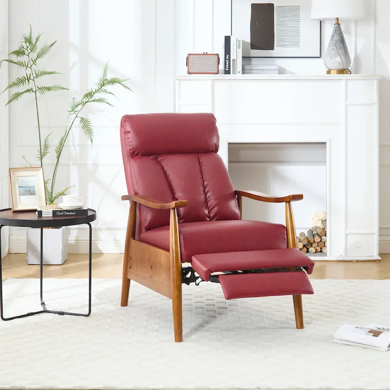 Wine Red 26.38 Adjustable Chaise Lounge Chair