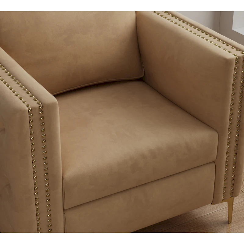 Khaki 35.4 Button Tufted Arm Chair