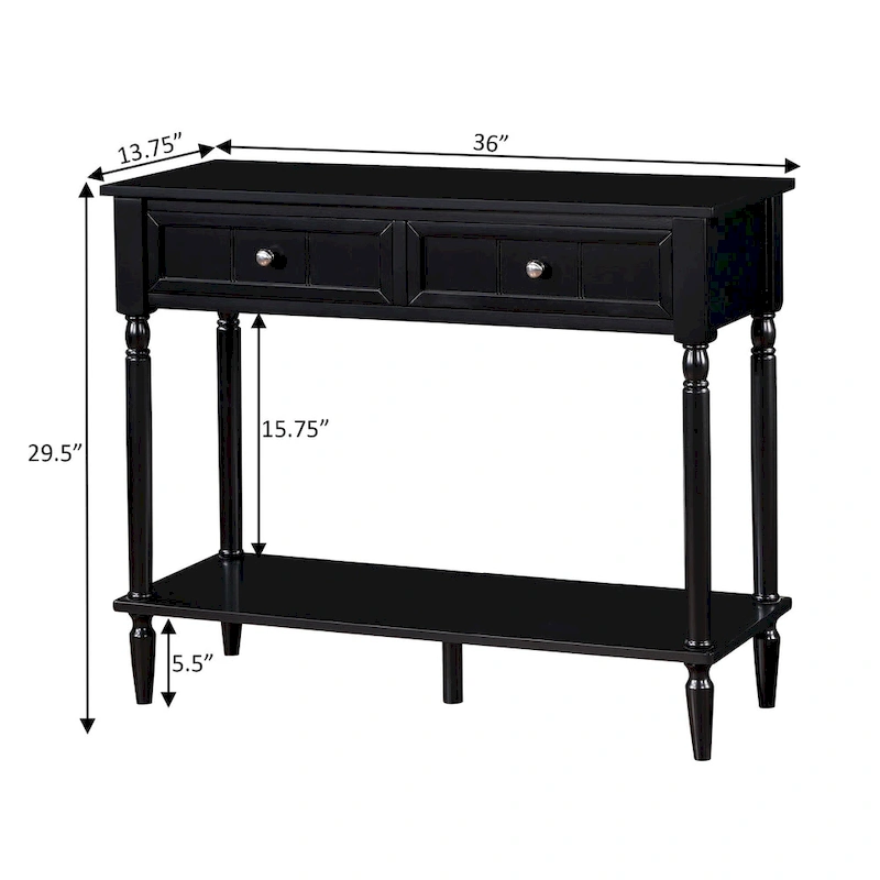 Convenience Concepts French Country 2 Drawer Hall Table with Shelf