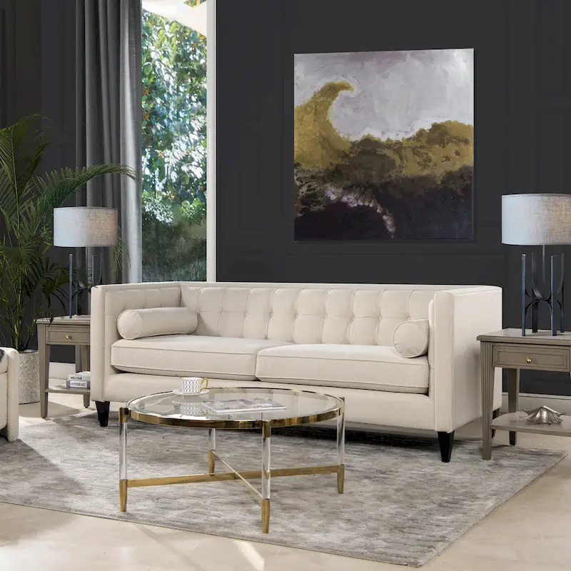 Jack 84 Mid-Century Modern Tuxedo Sofa with Bolster Pillows