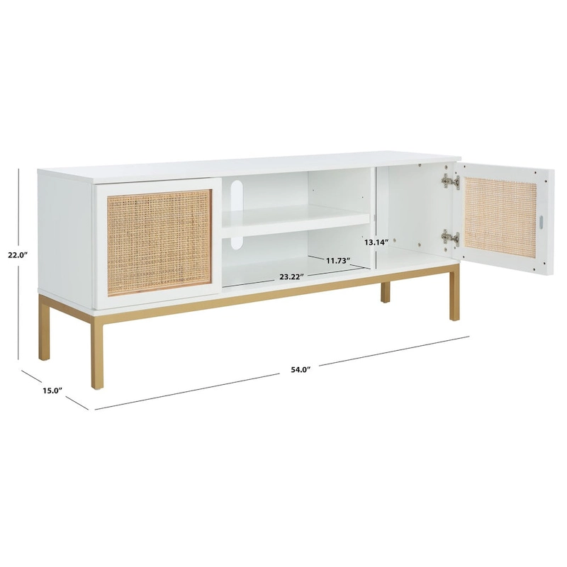 SAFAVIEH Cristen 1 Shelf Rattan Media Stand - 54 W x 15 D x 22 H - 54Wx15Dx22H