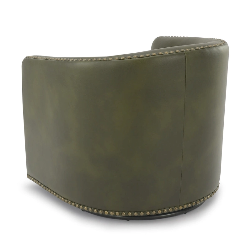 Truman Faux Leather Swivel Arm Chair with Nailhead Trim by Greyson Living