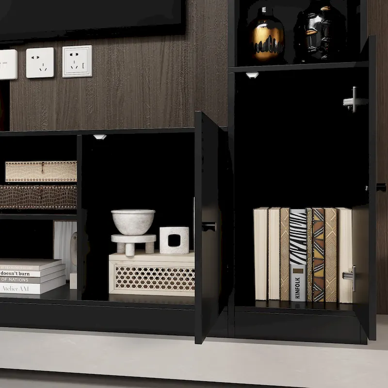 Entertainment Hub w/Fireplace Insert Compatibility Sleek Media Center