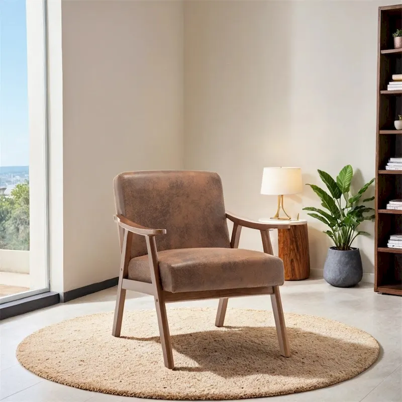 Mid-Century Modern Chair,Living Room Chair with Solid Wood Frame