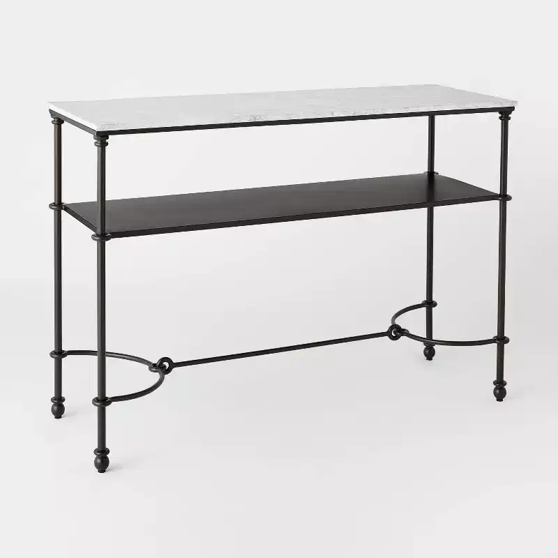 Metal and Marble Console Table with Shelf White Carrara Marble/Dark Bronze - Threshold™ designed with Studio McGee