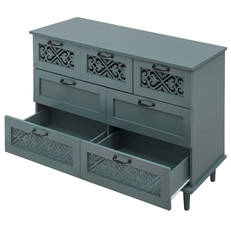 7 Drawer Cabinet,With Black Metal Handle