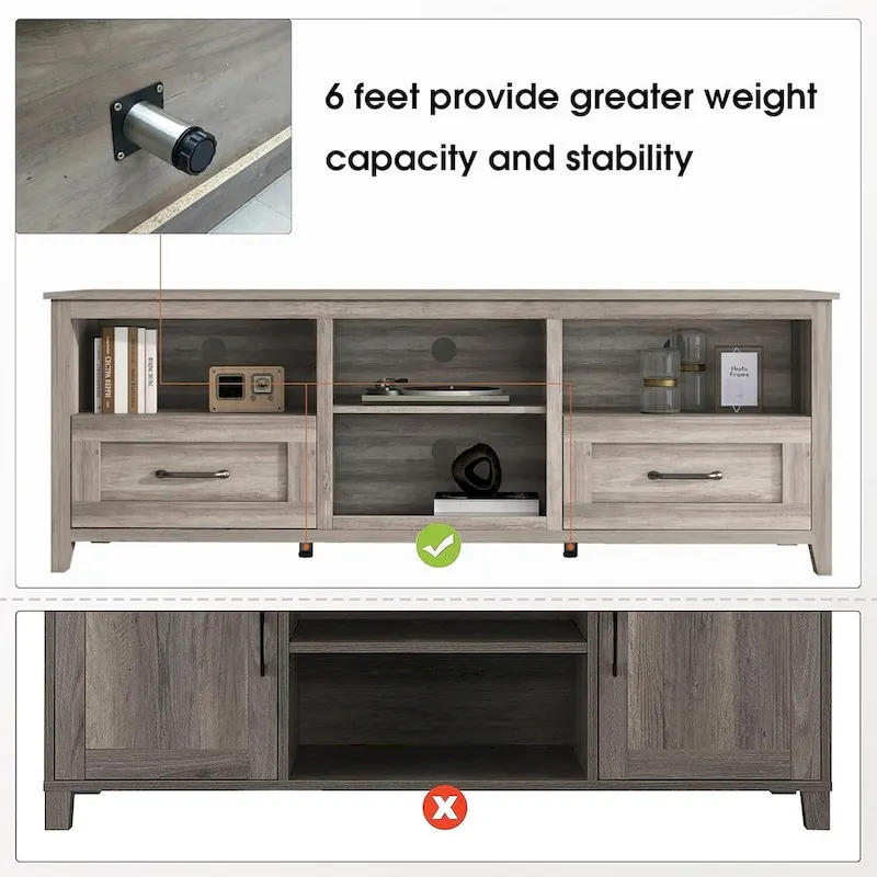 WESOME 70 Fireplace TV Stand Entertainment Center with 18 Electric Fireplace