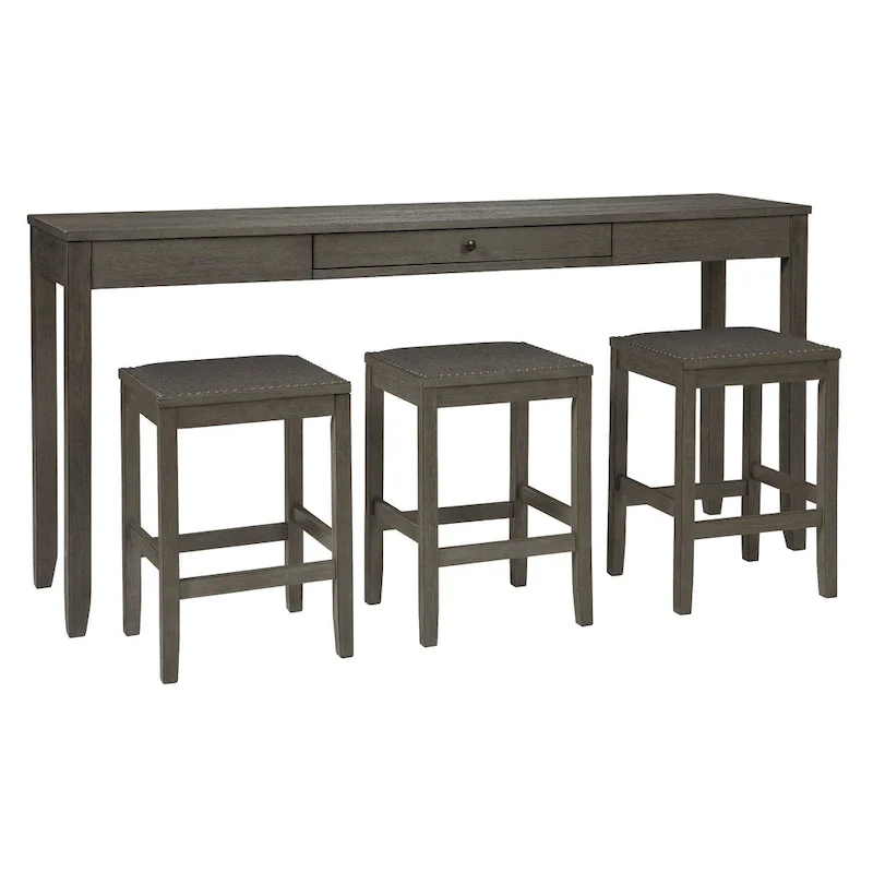 Caitbrook Rectangular Dining Room Counter Table Set of 4, Gray