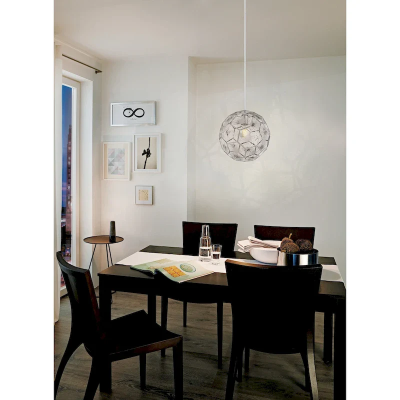 Skoura - 1-Light Pendant - Chrome Finish - Geometric Shaped Chrome Shade