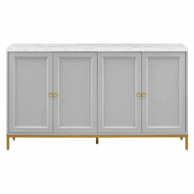 Contemporary Sideboard with Spacious Storage, Metal Handles