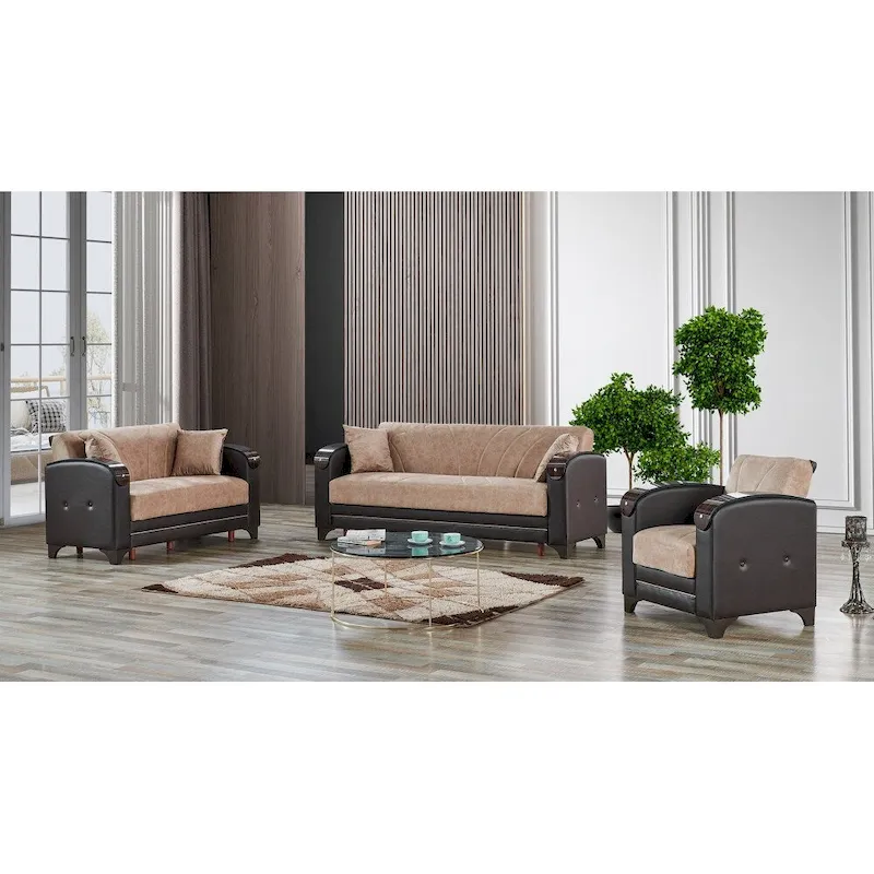 Somali 3-Pieces Comfortable Sleeper Modern One Sofa One Loveseat One Chair Living Room Set