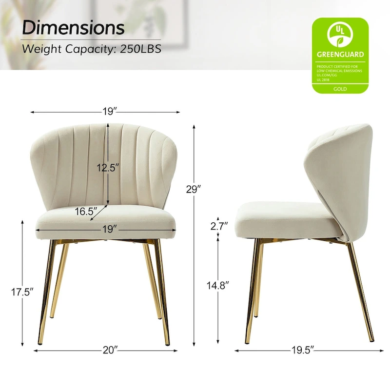 Luna Modern Glam Upholstered Tufted Back Side Accent Dining Chair with Small Base by HULALA HOME